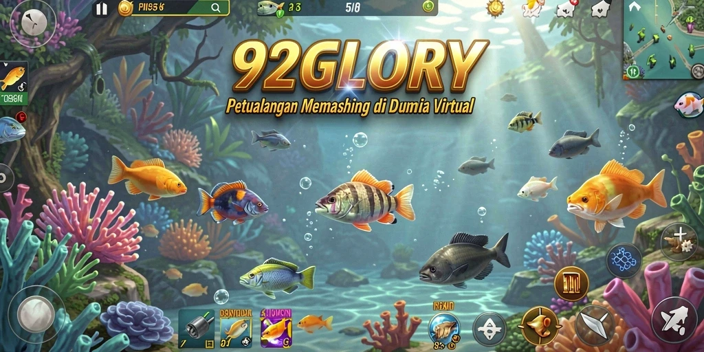 Screenshot gameplay 92GLORY menampilkan suasana memancing yang mendebarkan.