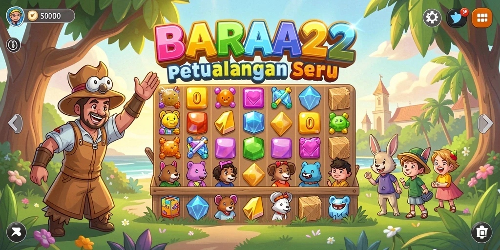 Tampilan gameplay BARA22 yang penuh warna dan menarik.