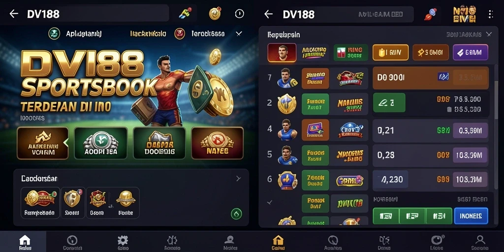 Tampilan live betting pada aplikasi Sportsbook DV188.
