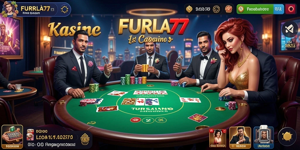 Screenshot dari gameplay FURLA77 menampilkan suasana Live Casino yang mendebarkan.