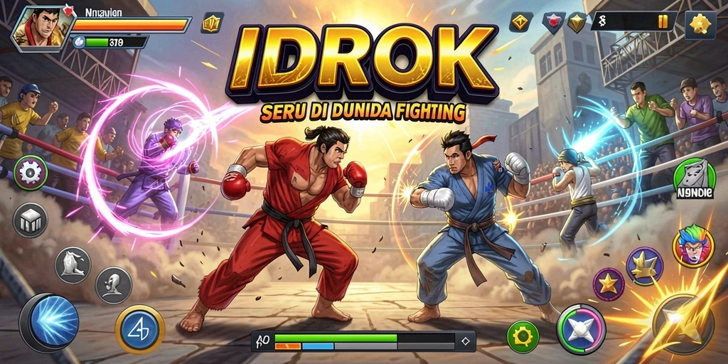 Tampilan gameplay IDROK dengan pertarungan epik yang mendebarkan.