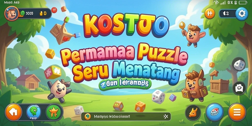 Screenshot gameplay KOSTOTO menunjukkan tantangan puzzle yang seru dan menarik.