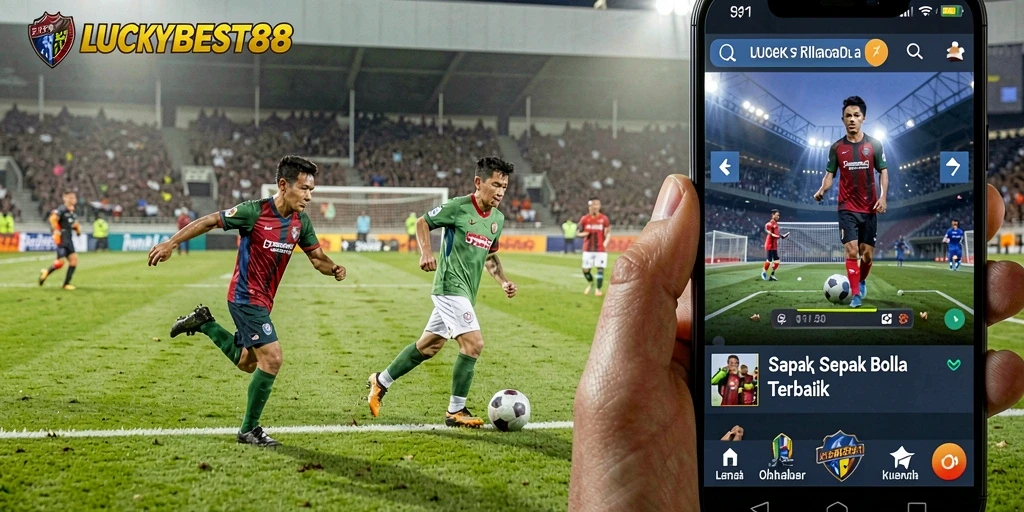 Tampilan gameplay nyata dalam LUCKYBEST88 saat pertandingan sepak bola.