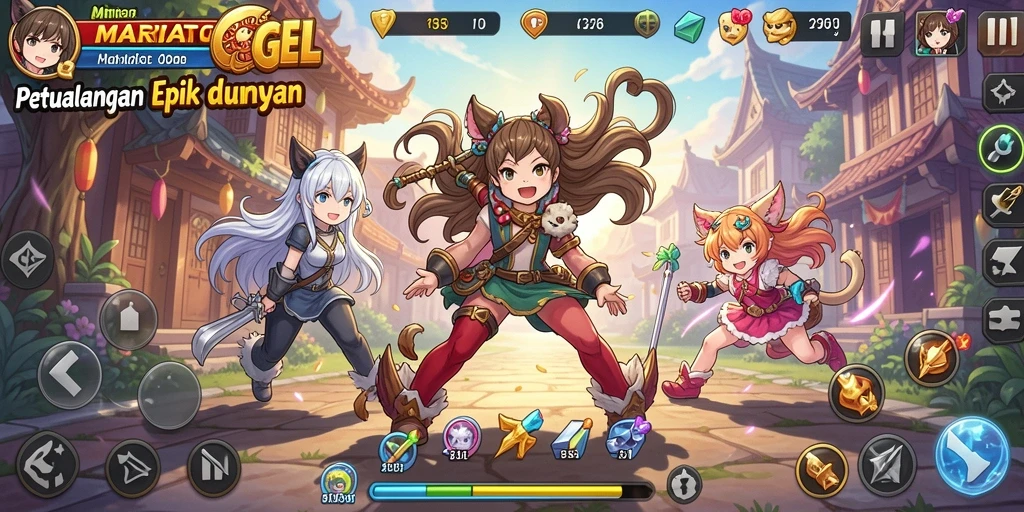 Tangkapan layar dari gameplay MARIATOGEL yang menampilkan karakter anime.