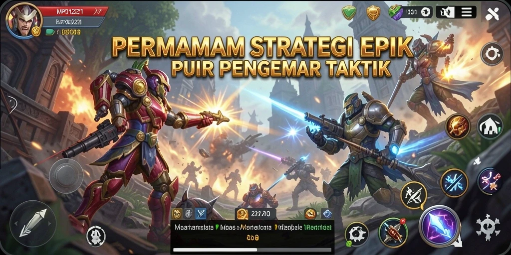 Screenshot dari gameplay intens MPO1221 yang menunjukkan pertempuran strategi.
