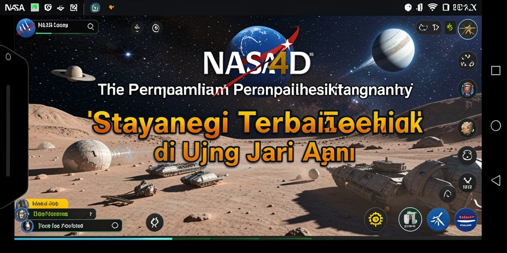 Screenshot utama NASA4D menampilkan aksi eksplorasi luar angkasa yang seru.