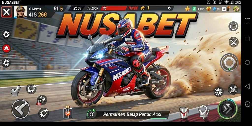 Tampilan gameplay balapan motor yang mendebarkan dan menantang.
