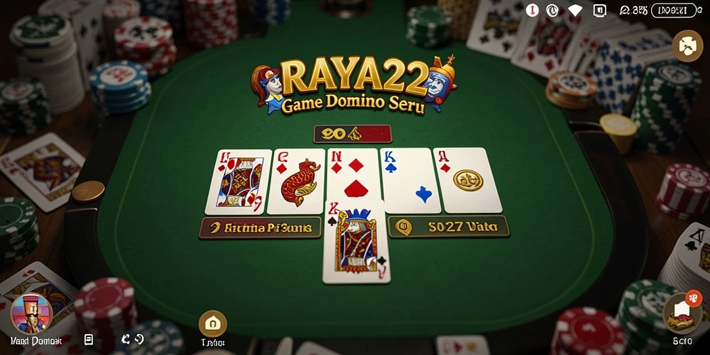 Tampilan gameplay seru di RAYA22 dengan suasana pertandingan Domino.