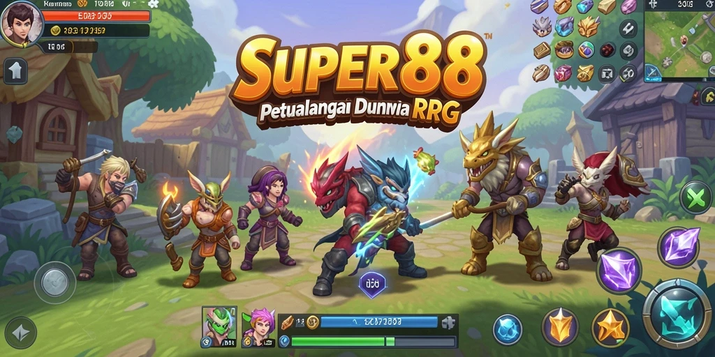 Tangkapan layar SUPER88 menampilkan aksi pertarungan yang intens di dunia RPG.