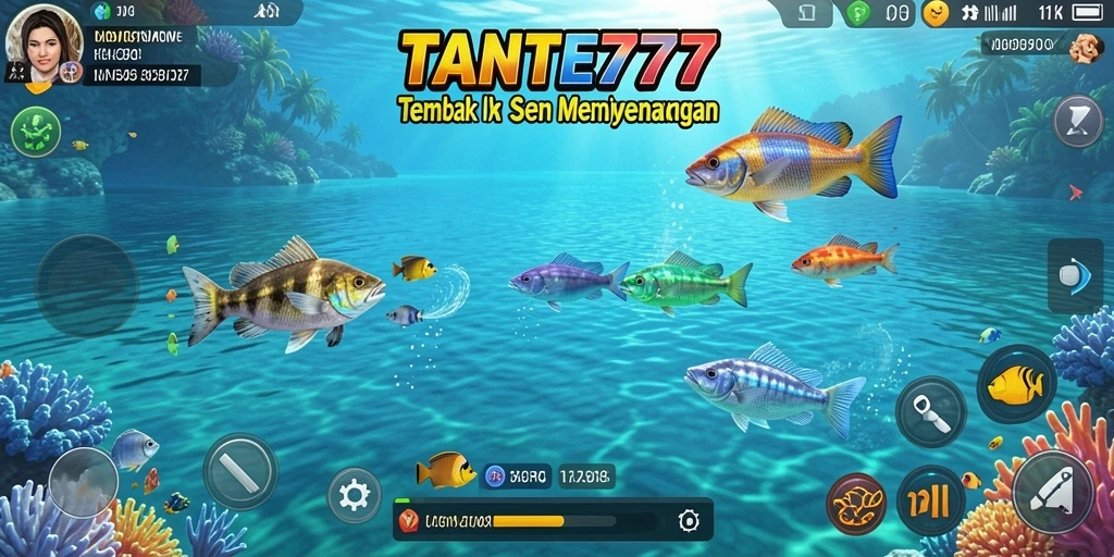 Screenshot gameplay TANTE777 saat memancing ikan dengan seru.